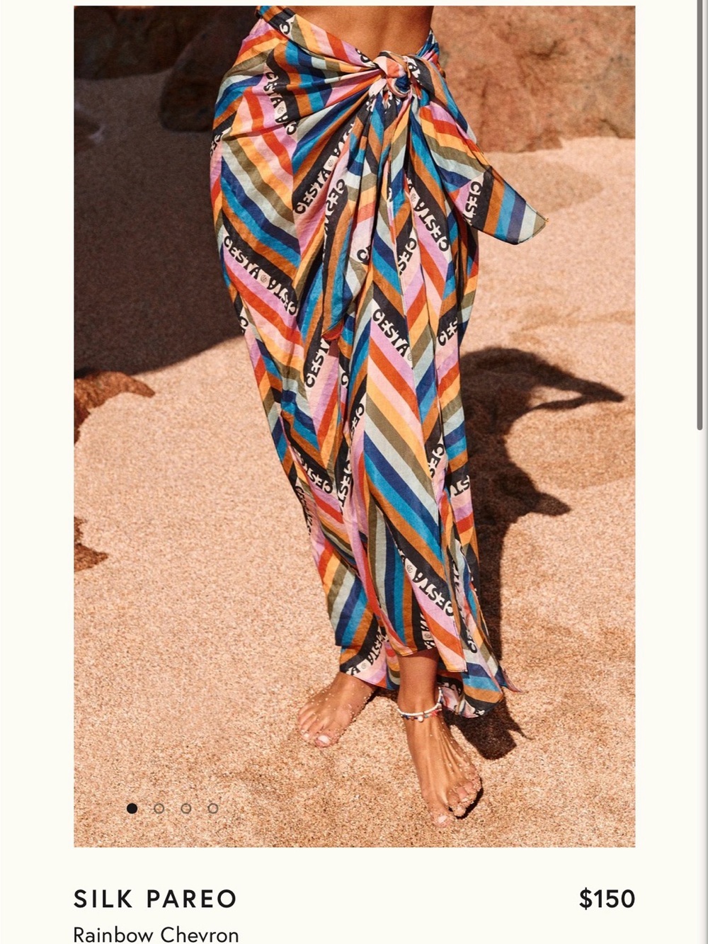 Silk Pareo Wrap in Rainbow Chevron